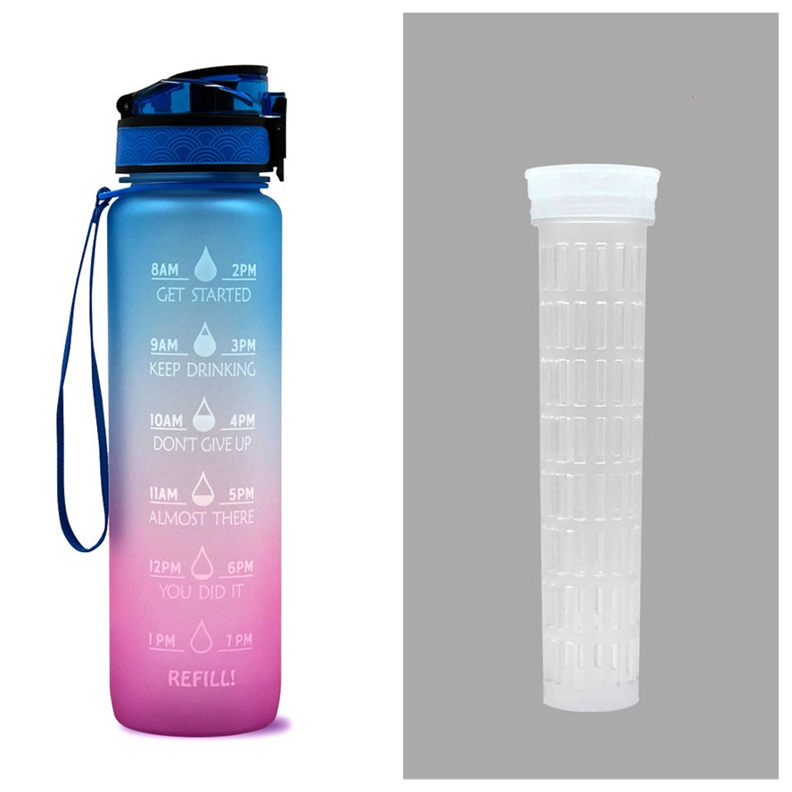 1L Tritan Time Marker Water Bottle - Leakproof Sports Fitness