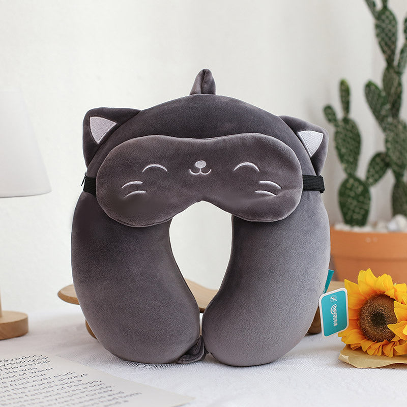 Cozy Cartoon Memory Foam U-shaped Pillow for Relaxation