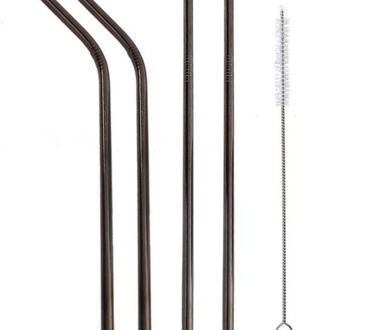 Vibrant Colourful Reusable Stainless Steel Straws Set of Four