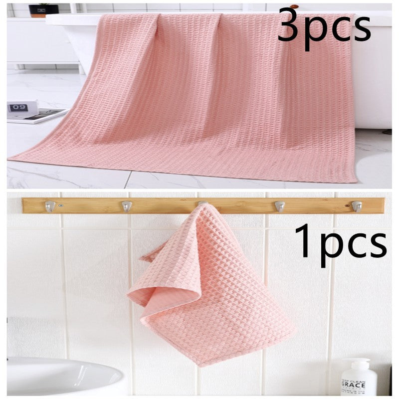 Luxurious Water-absorbing Quick-drying Pure Cotton Waffle Bath Towel