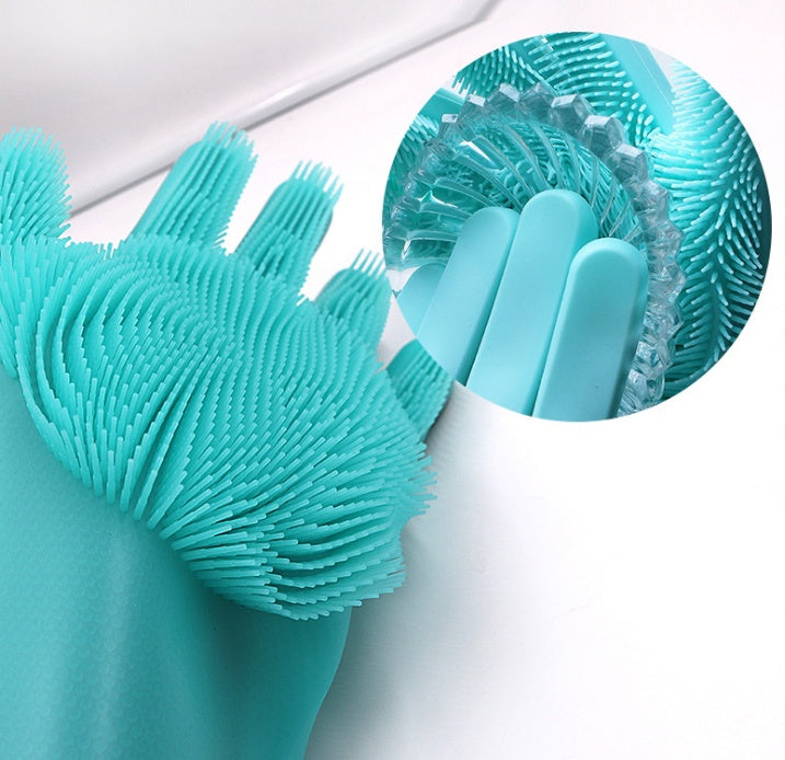 Silicone Heat-resistant Cleaning Brush Scrubbing Gloves for Kitchen Magic