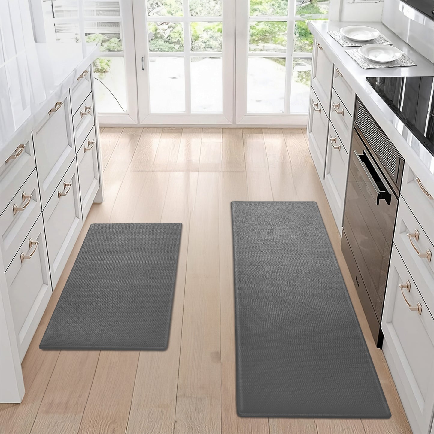Kitchen Floor Mat Set: Non-Slip, Waterproof, Easy to Scrub