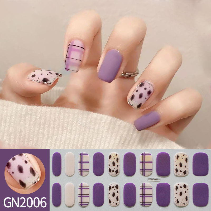 Finger Baking-Free Gel Nail Stickers with Simple Grid Design