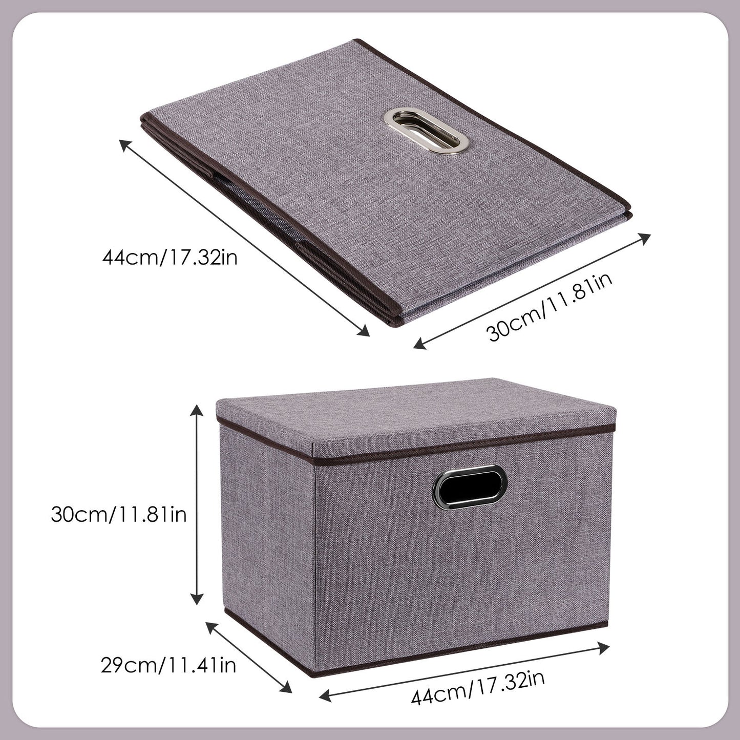 Large Cotton Linen Storage Box Set, Foldable Clothing Organizer