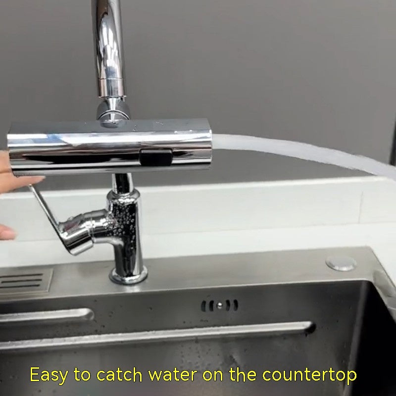 Splash-Proof Universal Rotating Kitchen Faucet Waterfall Nozzle Extension