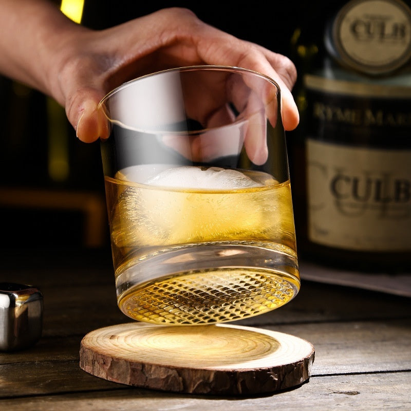 Crystal Grid Whiskey Glass: Ice Hockey Classical Rock Bar Cup