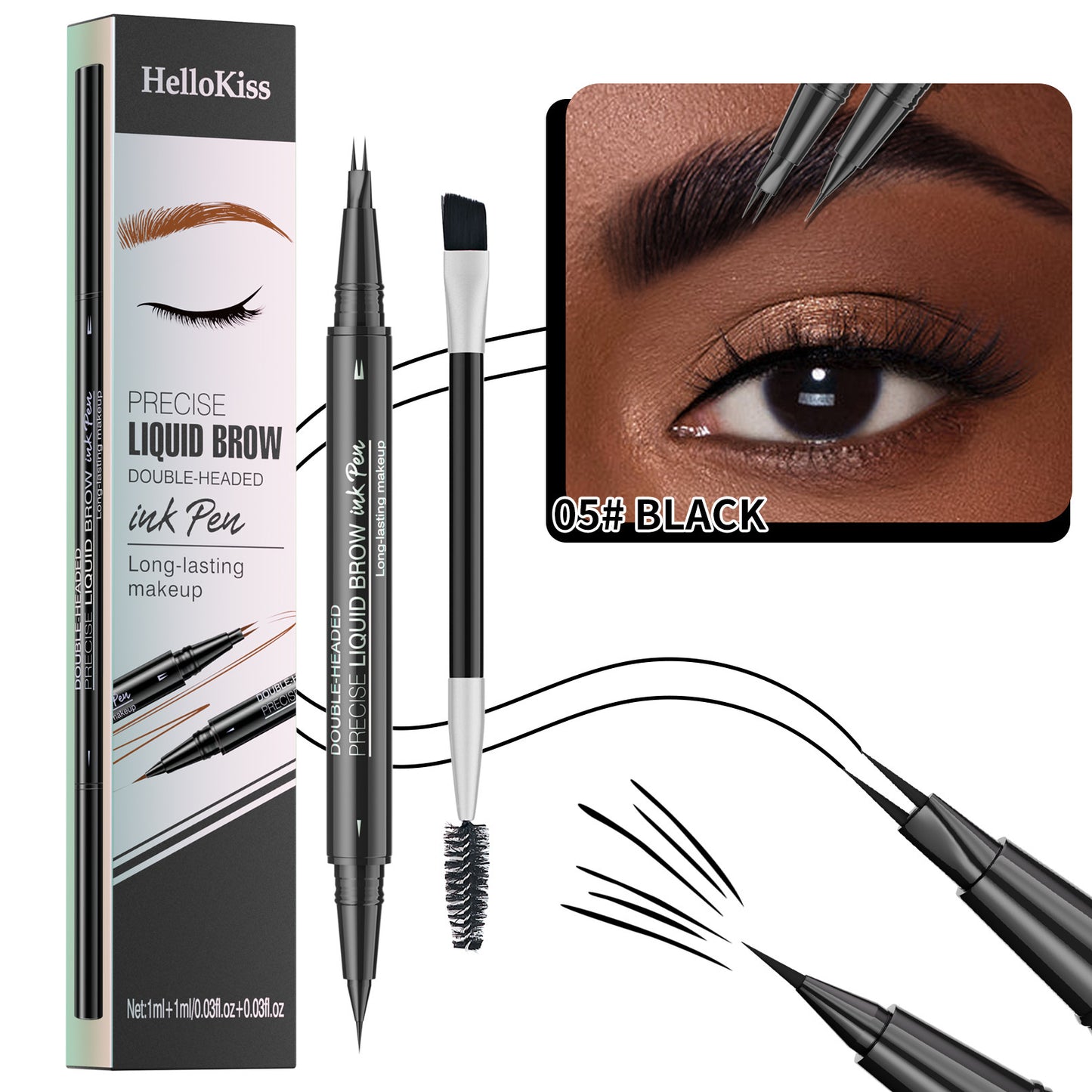 Dual-Action Two Fork Eyebrow Pencil: Waterproof, Sweat-proof Magic