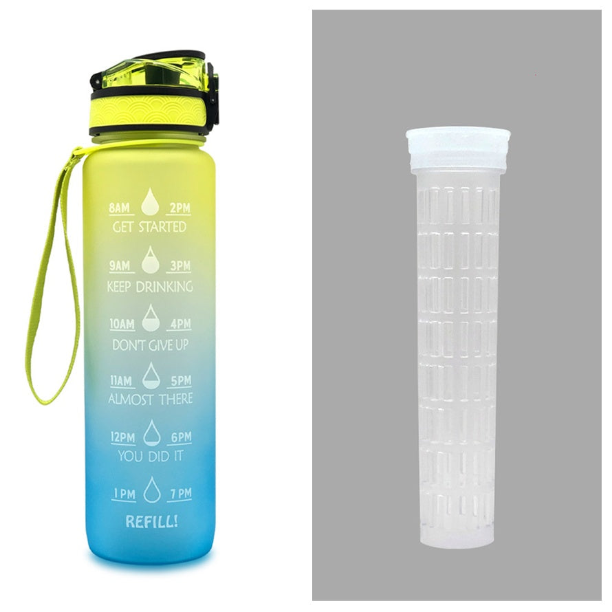 1L Tritan Time Marker Water Bottle - Leakproof Sports Fitness