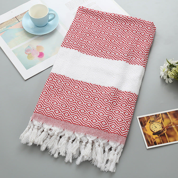 Luxurious Handmade Tassel Blanket Turkish Beach Towel – Vibrant Colors