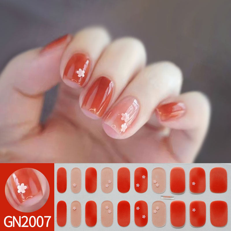 Finger Baking-Free Gel Nail Stickers with Simple Grid Design