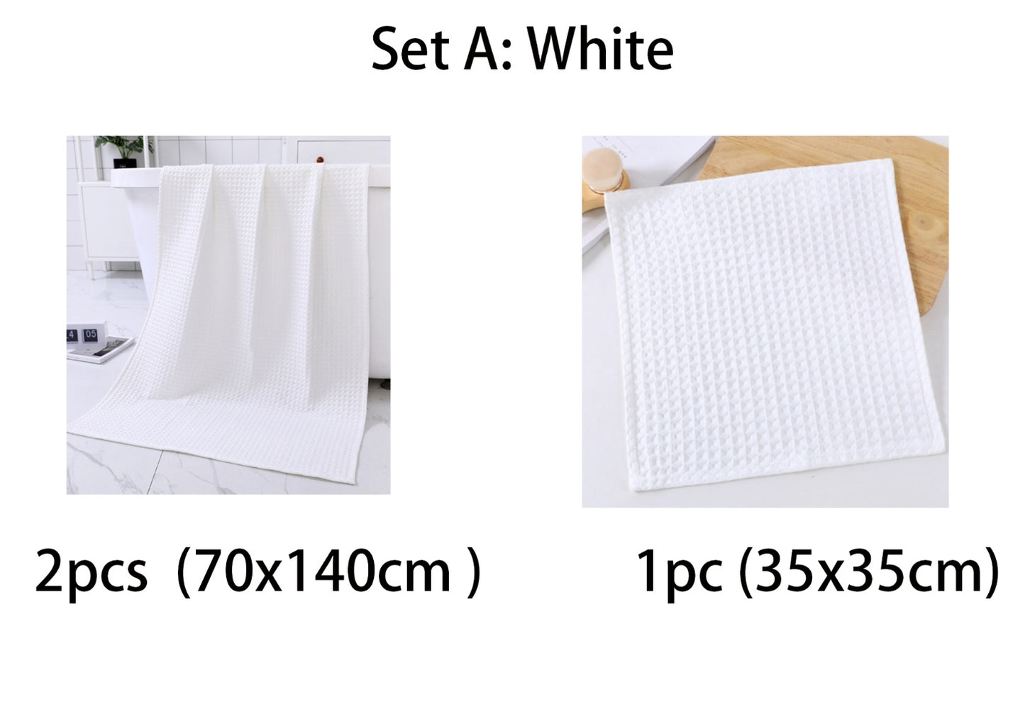 Luxurious Water-absorbing Quick-drying Pure Cotton Waffle Bath Towel