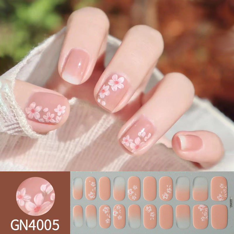 Finger Baking-Free Gel Nail Stickers with Simple Grid Design