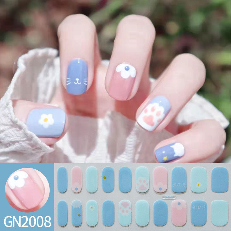 Finger Baking-Free Gel Nail Stickers with Simple Grid Design