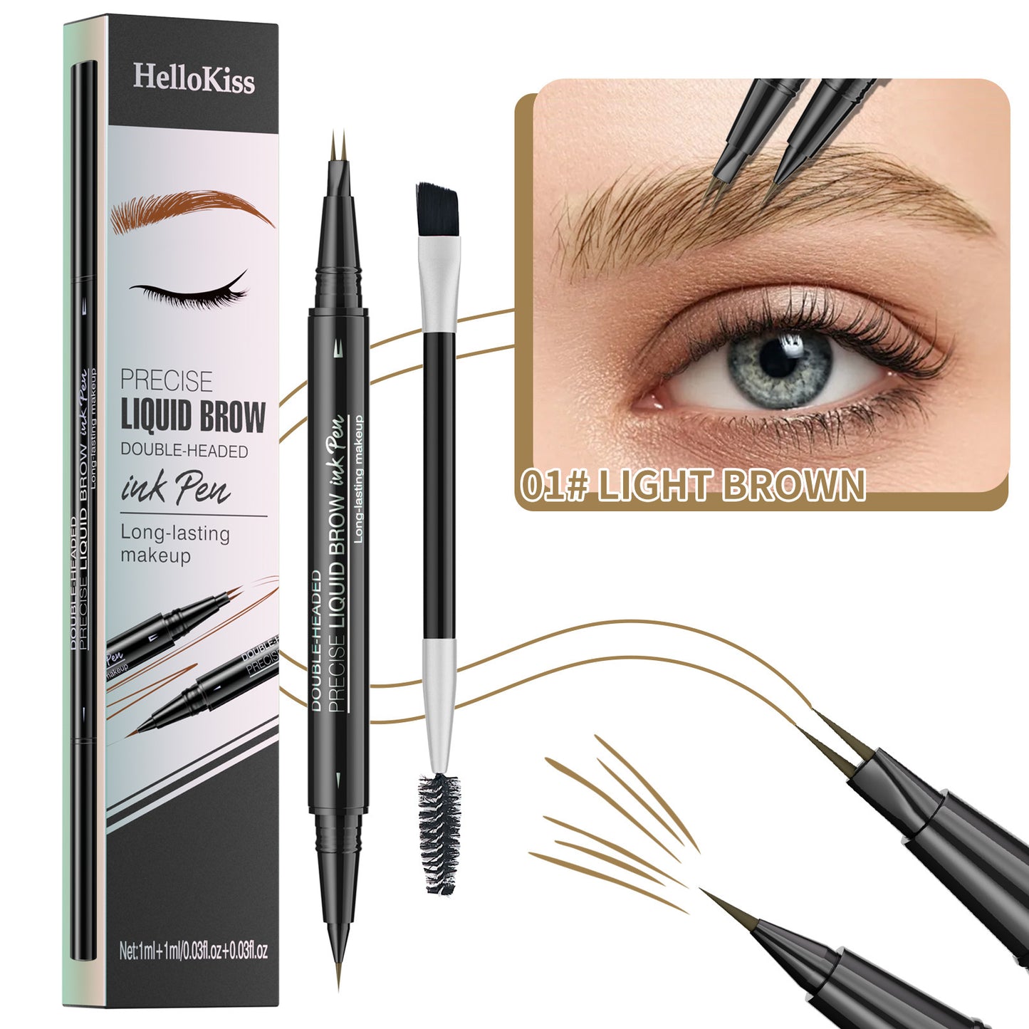 Dual-Action Two Fork Eyebrow Pencil: Waterproof, Sweat-proof Magic