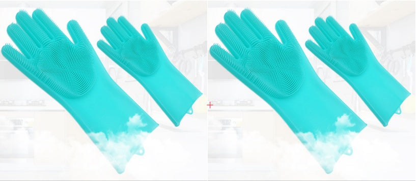 Silicone Heat-resistant Cleaning Brush Scrubbing Gloves for Kitchen Magic