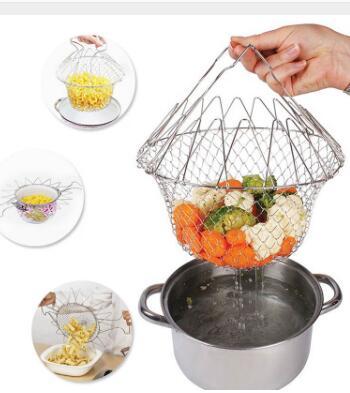 Stainless Steel Multi-function Foldable Deep Fry Cooking Basket