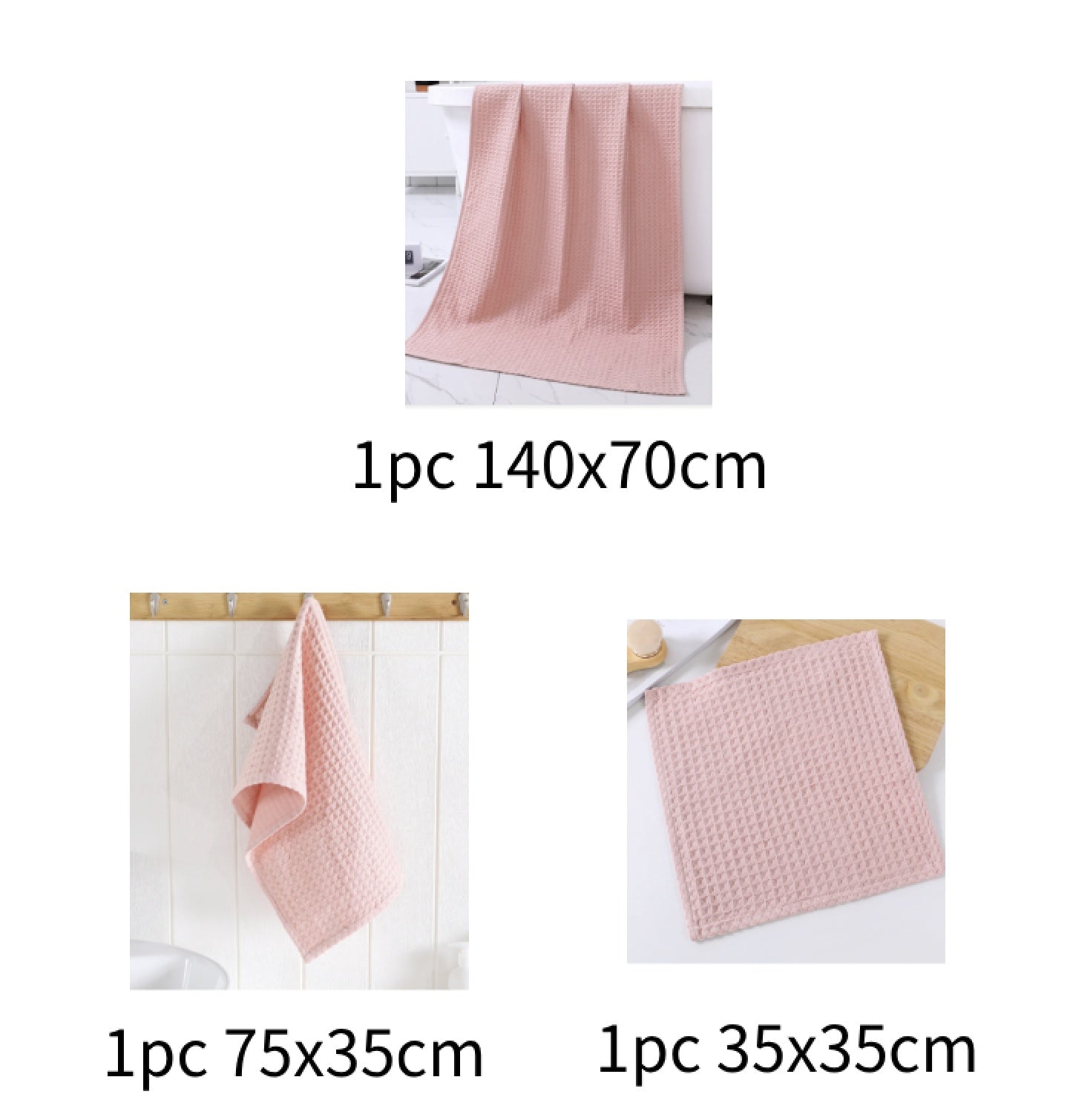 Luxurious Water-absorbing Quick-drying Pure Cotton Waffle Bath Towel