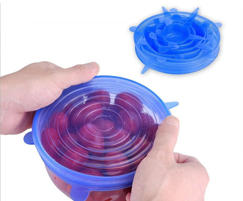 Versatile 6-Piece Stretch Siliconecover Set for Food Preservation