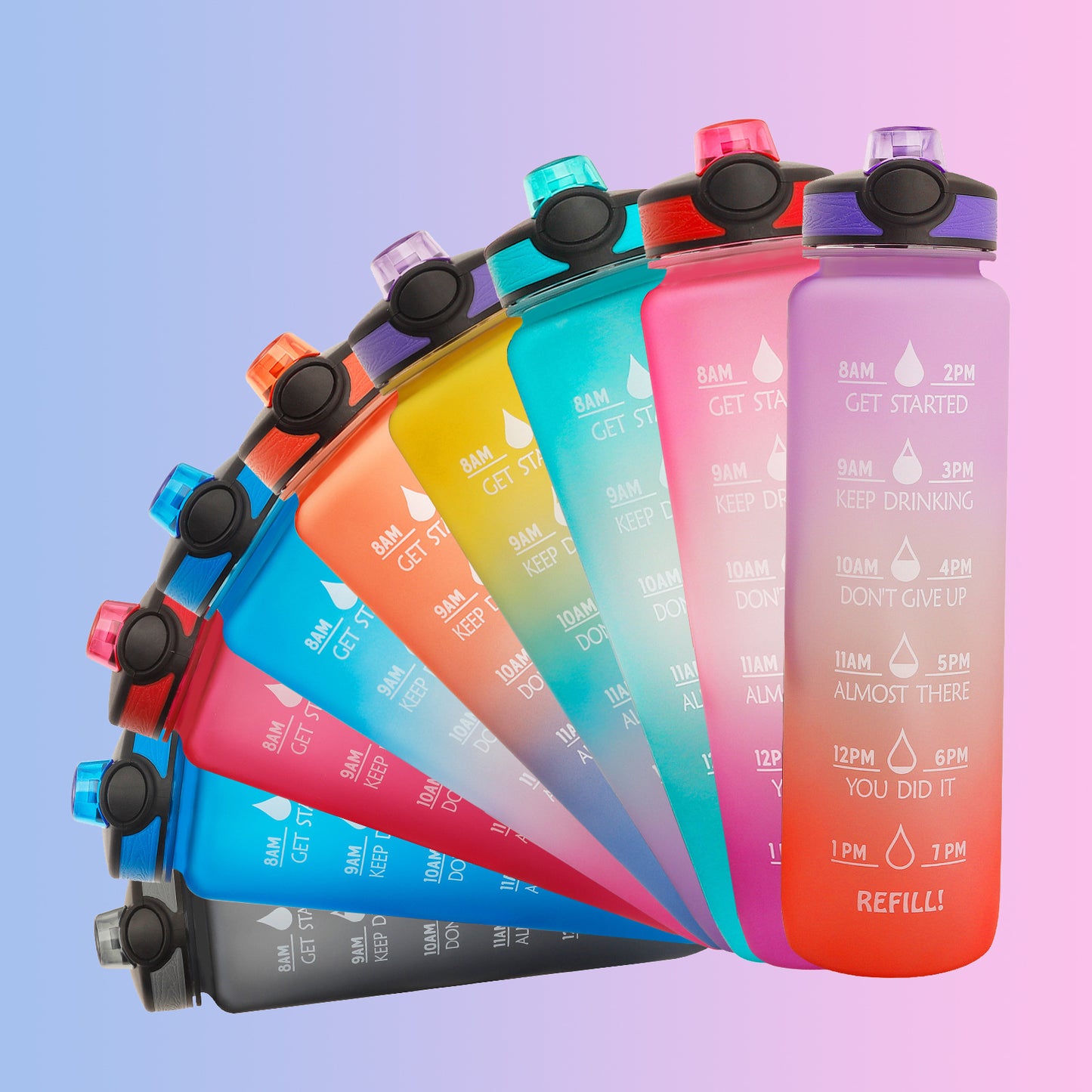 1L Tritan Time Marker Water Bottle - Leakproof Sports Fitness