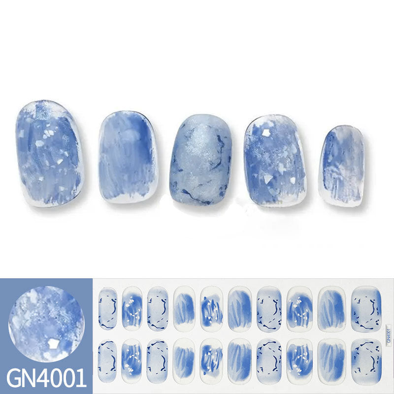 Finger Baking-Free Gel Nail Stickers with Simple Grid Design