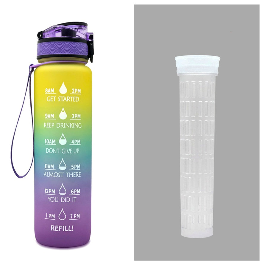 1L Tritan Time Marker Water Bottle - Leakproof Sports Fitness