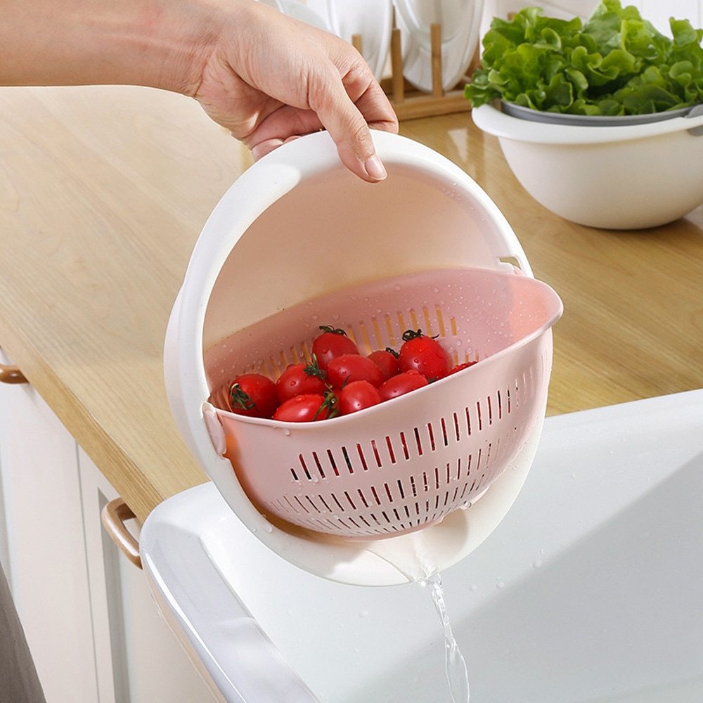 Portable Detachable Double-Layer Drain Basket for Fruit and Veggies