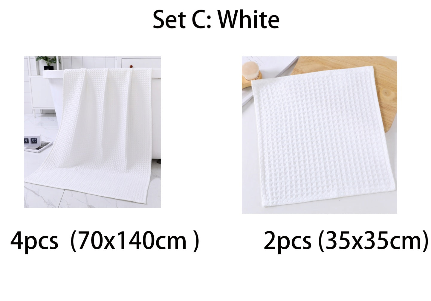 Luxurious Water-absorbing Quick-drying Pure Cotton Waffle Bath Towel