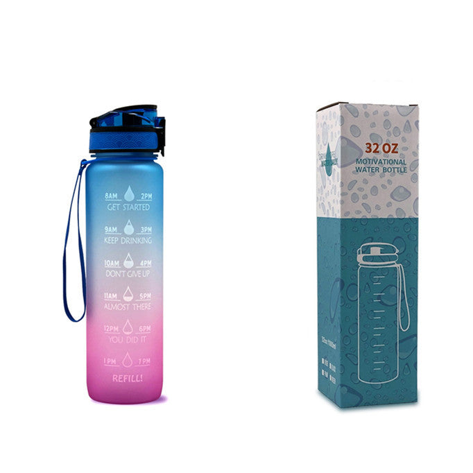 1L Tritan Time Marker Water Bottle - Leakproof Sports Fitness