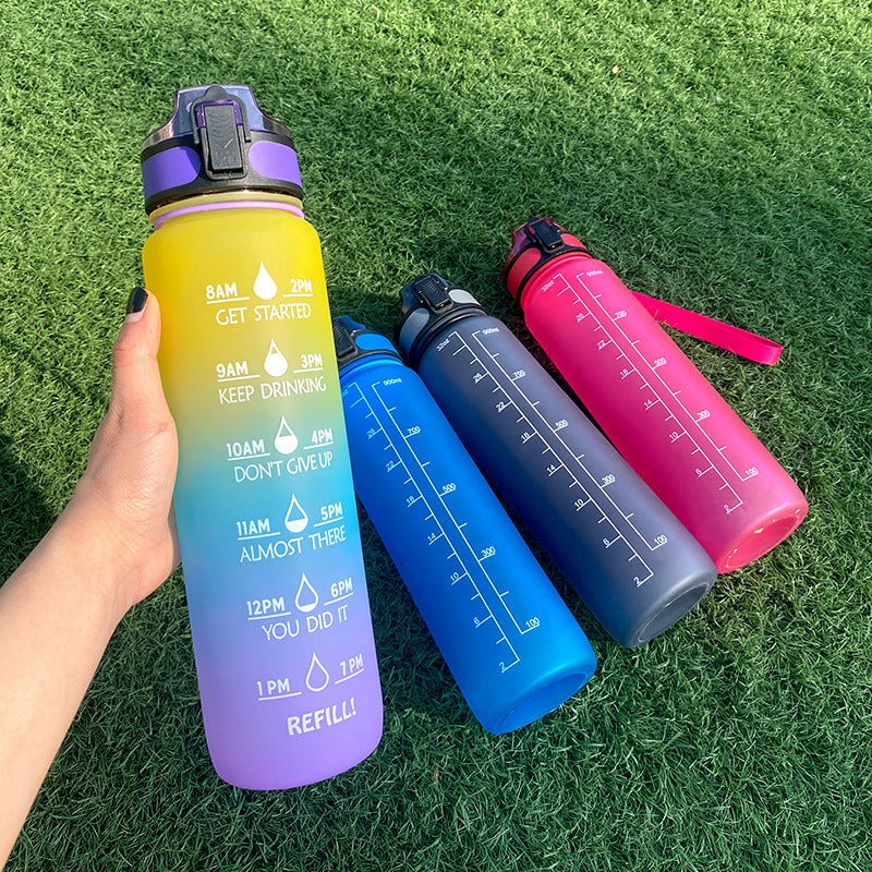 1L Tritan Time Marker Water Bottle - Leakproof Sports Fitness