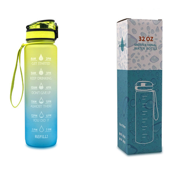 1L Tritan Time Marker Water Bottle - Leakproof Sports Fitness