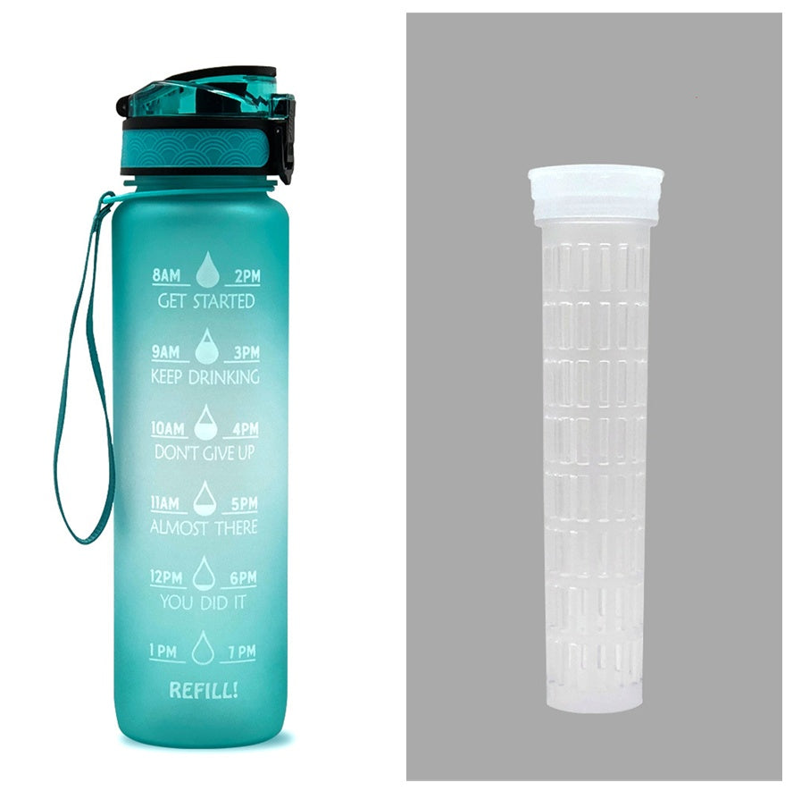 1L Tritan Time Marker Water Bottle - Leakproof Sports Fitness