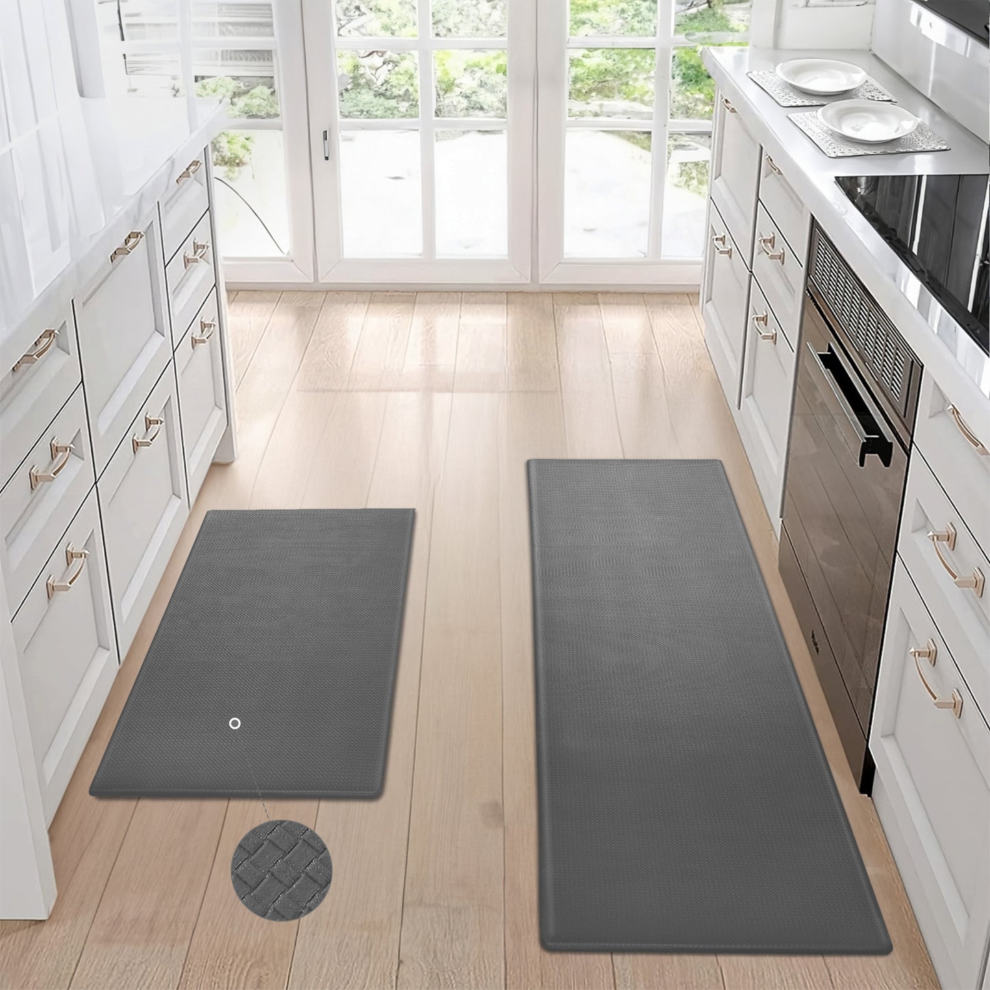 Kitchen Floor Mat Set: Non-Slip, Waterproof, Easy to Scrub