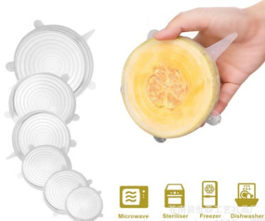 Versatile 6-Piece Stretch Siliconecover Set for Food Preservation