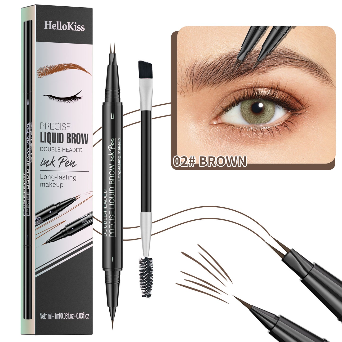 Dual-Action Two Fork Eyebrow Pencil: Waterproof, Sweat-proof Magic