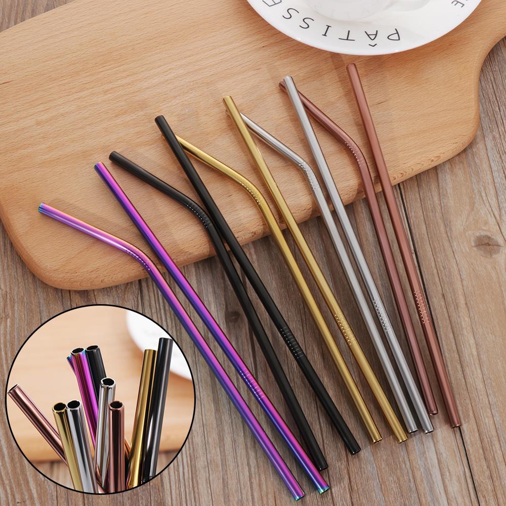 Vibrant Colourful Reusable Stainless Steel Straws Set of Four