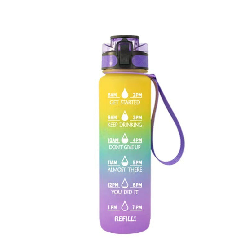 Transparent Flask Water Bottle 1000ml Kawaii BPA-Free Sports Infuser
