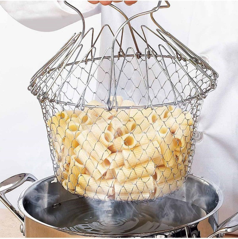 Stainless Steel Multi-function Foldable Deep Fry Cooking Basket