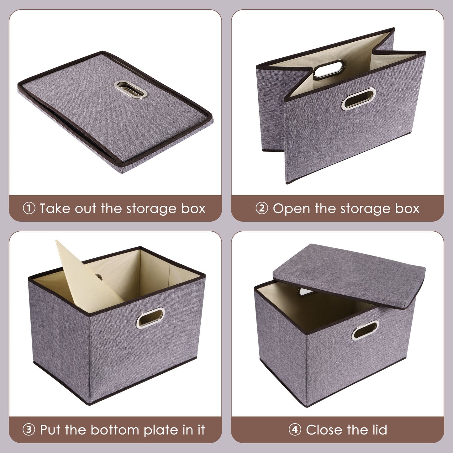 Large Cotton Linen Storage Box Set, Foldable Clothing Organizer