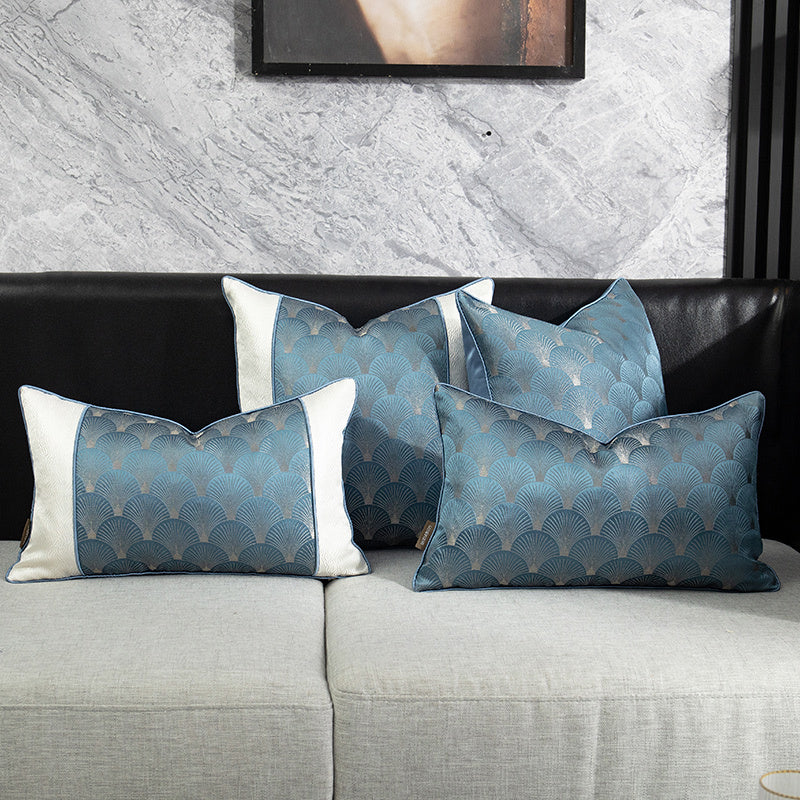 Elegant Blue And White Patchwork Cushions For Living Room