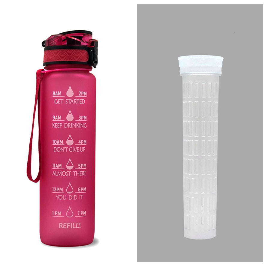 1L Tritan Time Marker Water Bottle - Leakproof Sports Fitness