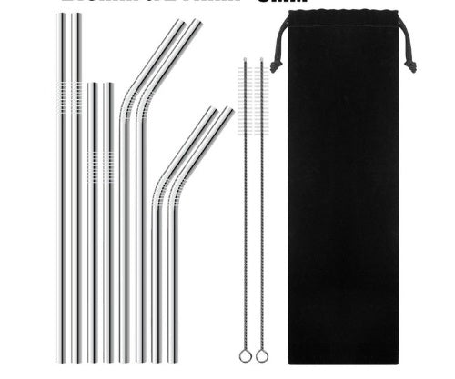 Vibrant Colourful Reusable Stainless Steel Straws Set of Four