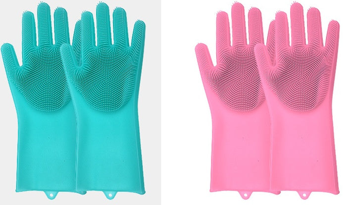 Silicone Heat-resistant Cleaning Brush Scrubbing Gloves for Kitchen Magic
