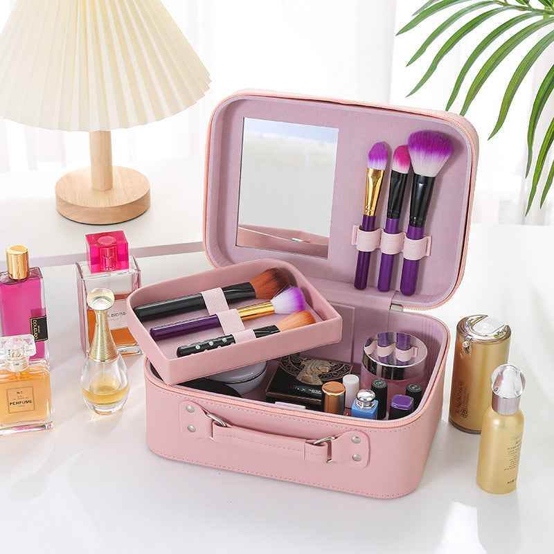 Solid Color PU Leather Waterproof Women's Cosmetic Bag, Large Capacity - Killer Products