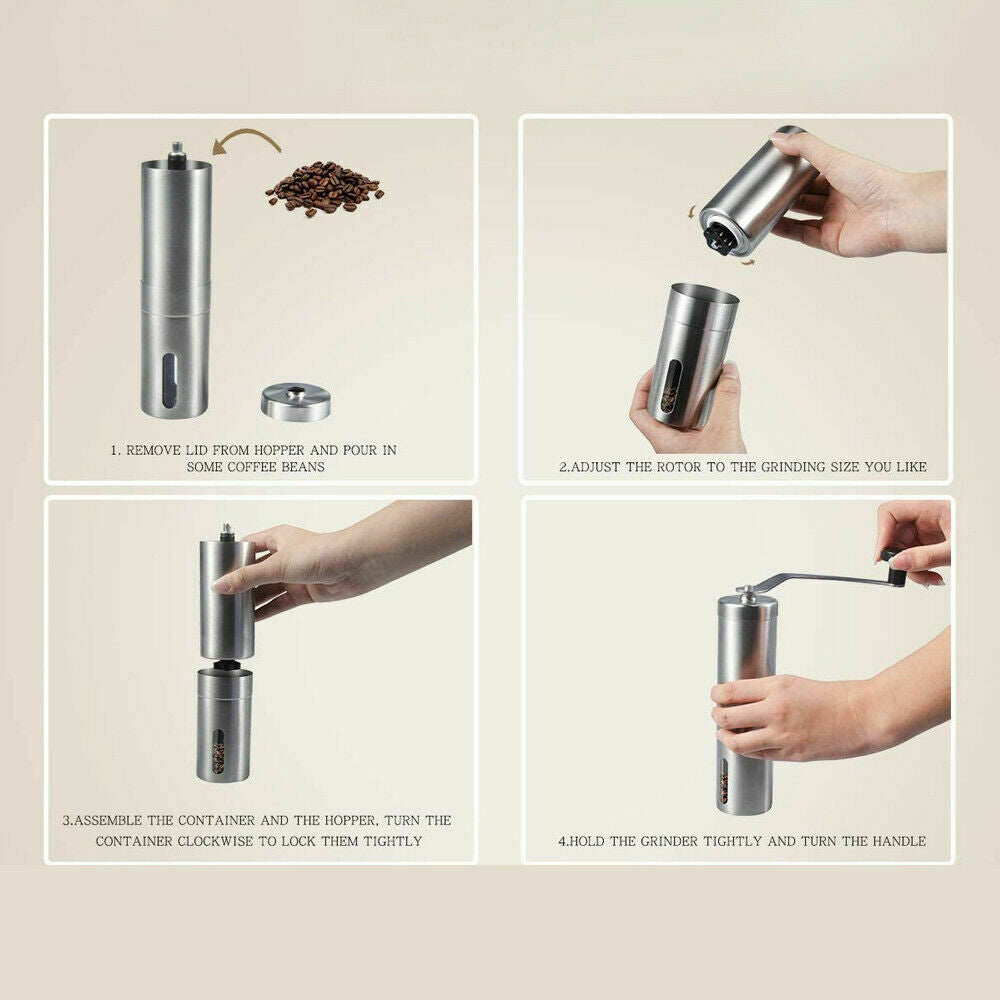 Home Portable Manual Coffee Grinder Stainless Steel Ceramic Burr