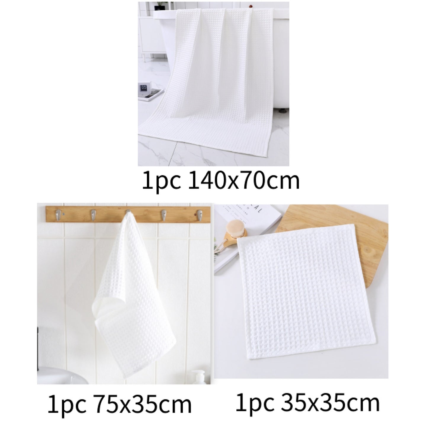 Luxurious Water-absorbing Quick-drying Pure Cotton Waffle Bath Towel