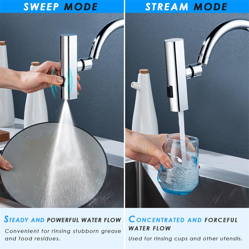 Splash-Proof Universal Rotating Kitchen Faucet Waterfall Nozzle Extension