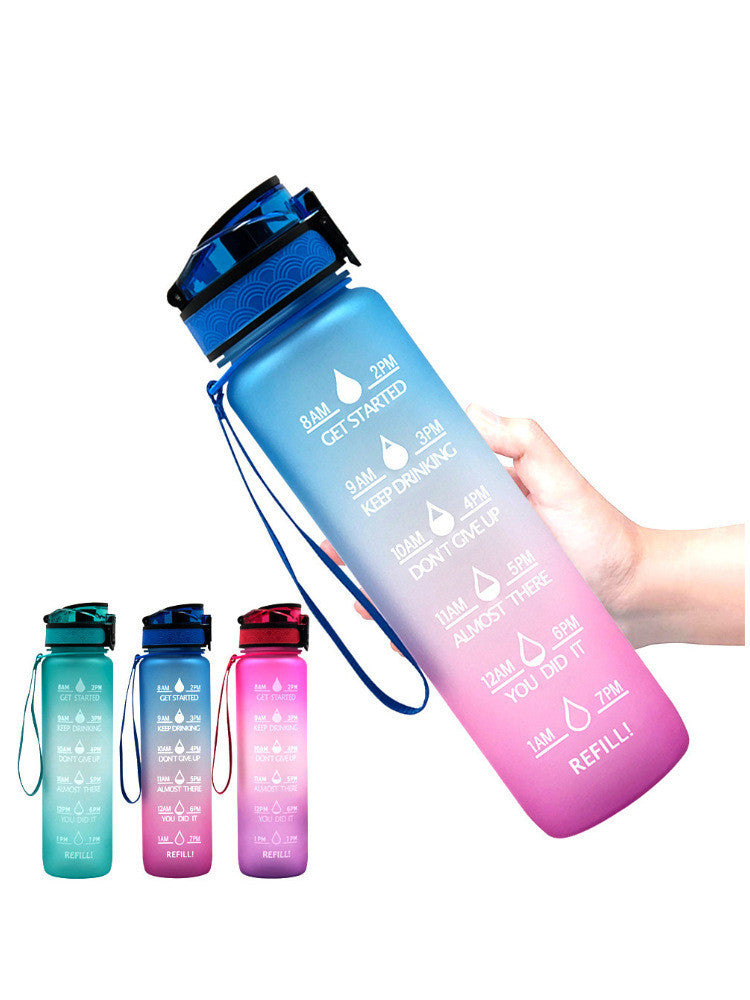 Transparent Flask Water Bottle 1000ml Kawaii BPA-Free Sports Infuser