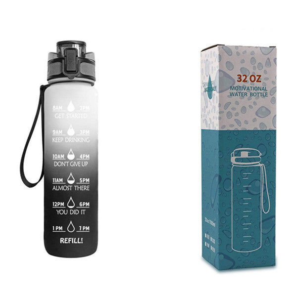1L Tritan Time Marker Water Bottle - Leakproof Sports Fitness