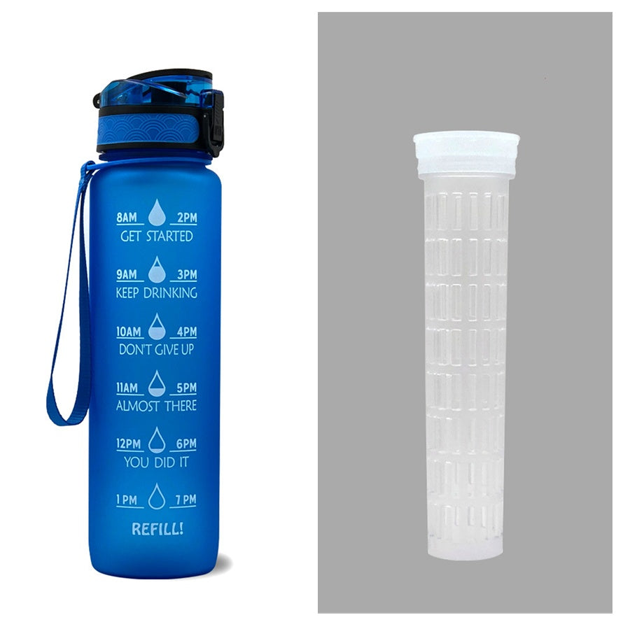 1L Tritan Time Marker Water Bottle - Leakproof Sports Fitness