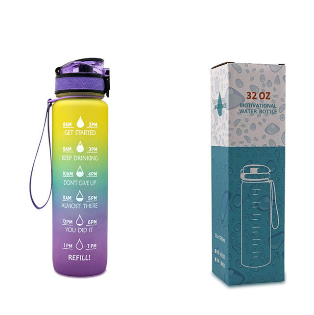 1L Tritan Time Marker Water Bottle - Leakproof Sports Fitness